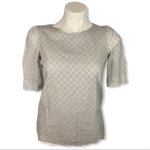 Wrap London Grey Eyelet Puffy Blouse Size Small